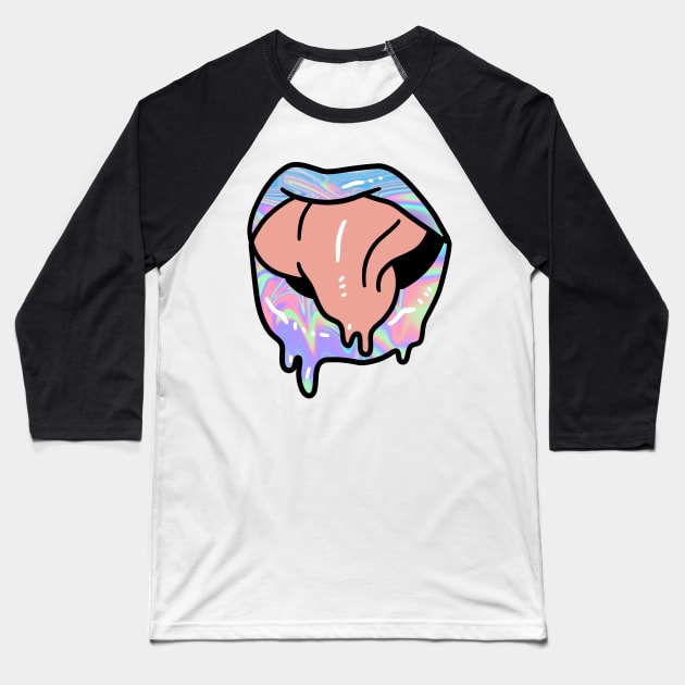 Rainbow Paint Drip Lips Baseball T-Shirt by saradaboru